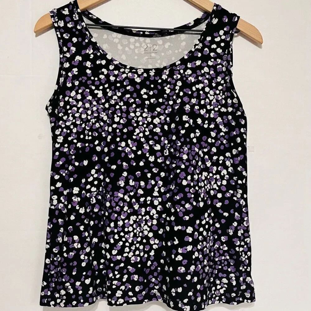 212 Collection   Black, Purple And White Tank Top   Sz S